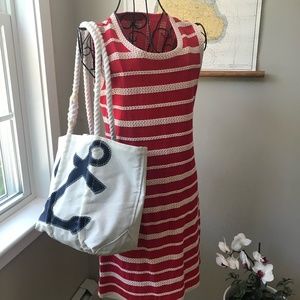 Nautical Max studio red w/cream stripe rope dress